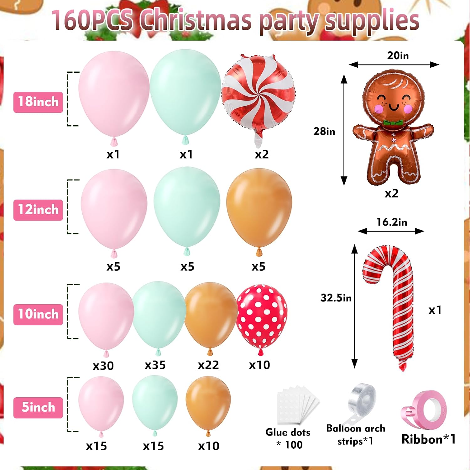 ชุดลูกโป่งคริสต์มาส 160 ชิ้น ช - Balloon Arch Kit บทวิจารณ์และราคา