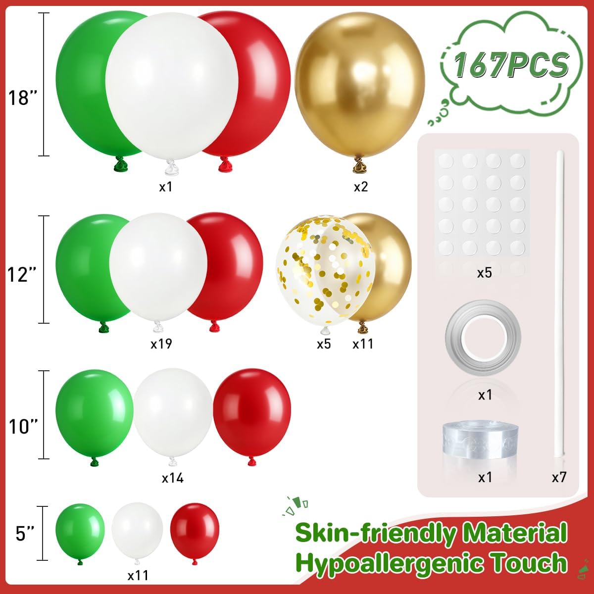 ชุดลูกโป่งสีแดง ขาว เขียว และท - Balloon Arch Kit บทวิจารณ์และราคา