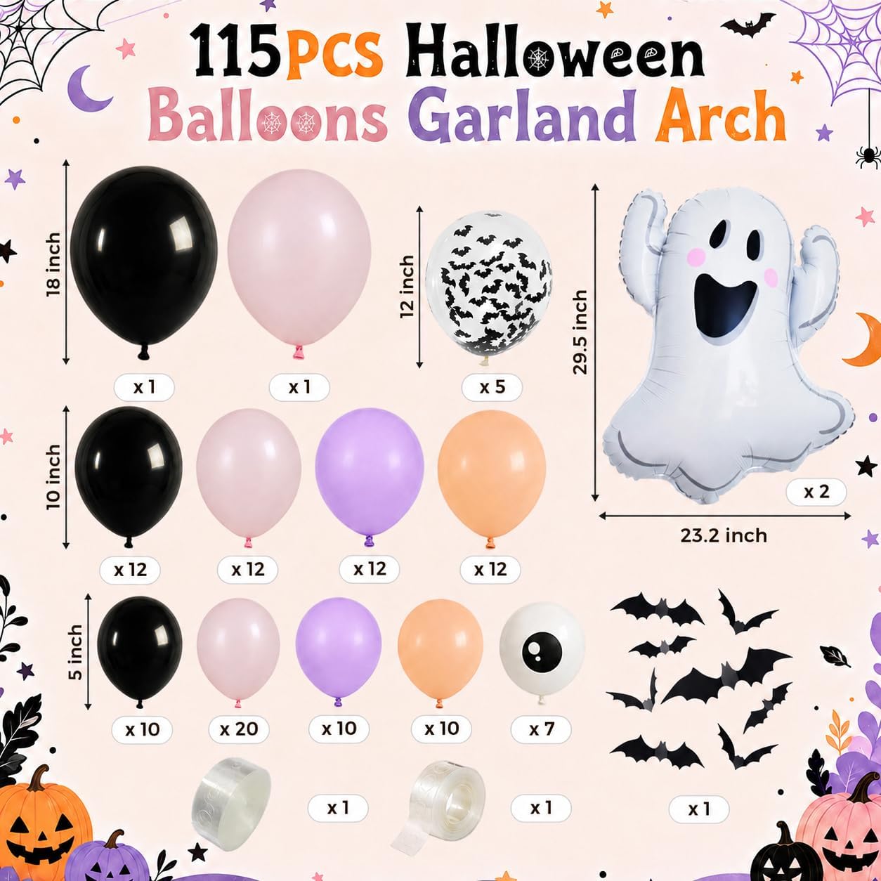 ชุดลูกโป่งตกแต่งฮาโลวีนพร้อมสต - Balloon Arch Kit บทวิจารณ์และราคา